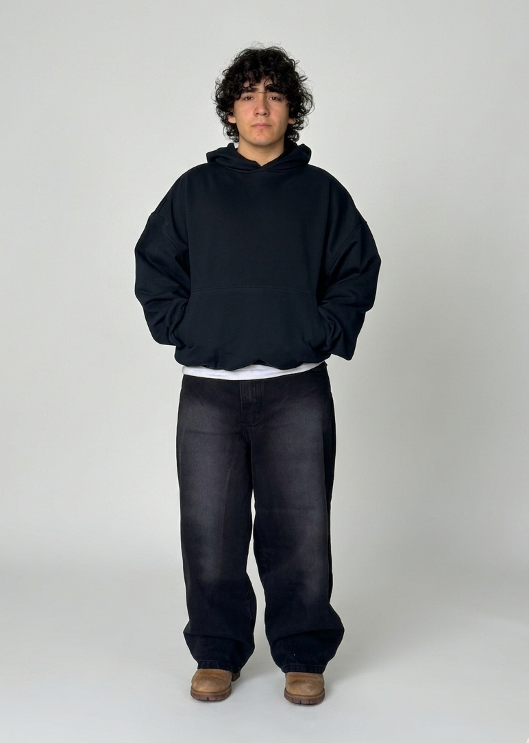Pantalon Extra Baggy Negro Desgaste - Oldtree