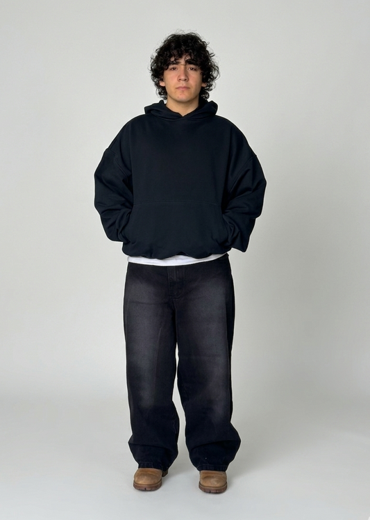 Pantalon Extra Baggy Negro Desgaste - Oldtree