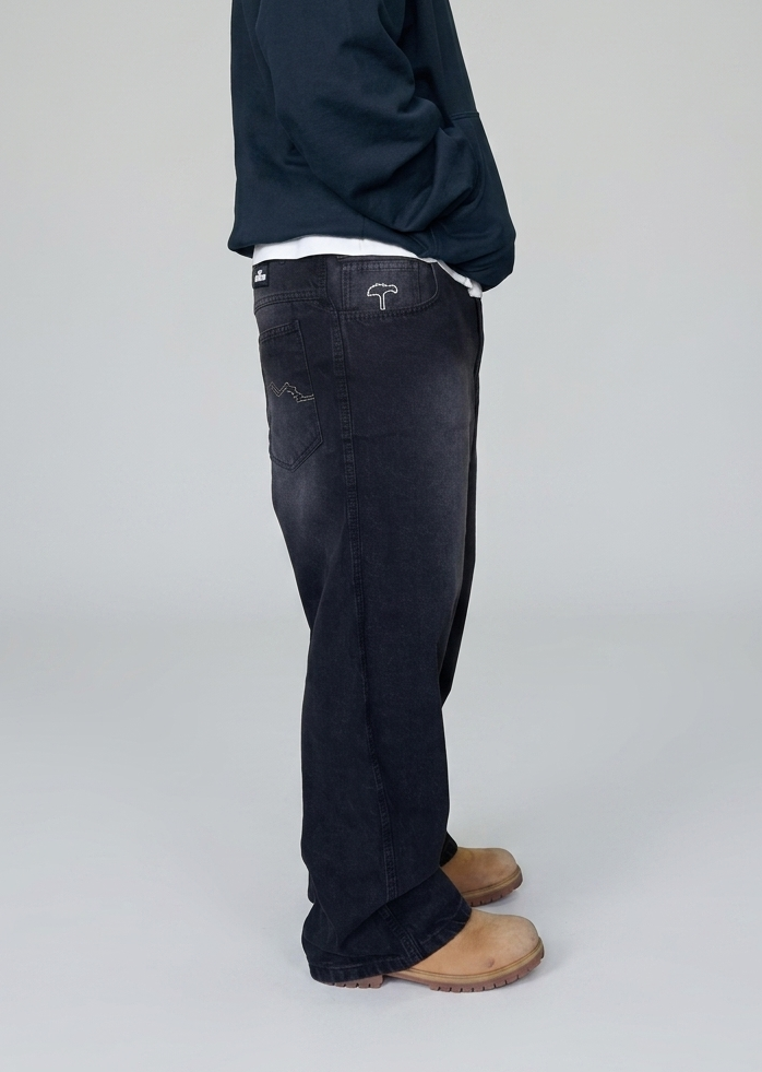 Pantalon Extra Baggy Negro Desgaste - Oldtree