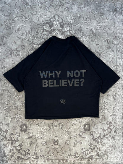 POLERA BARA WHY NOT BELIEVE? NEGRA