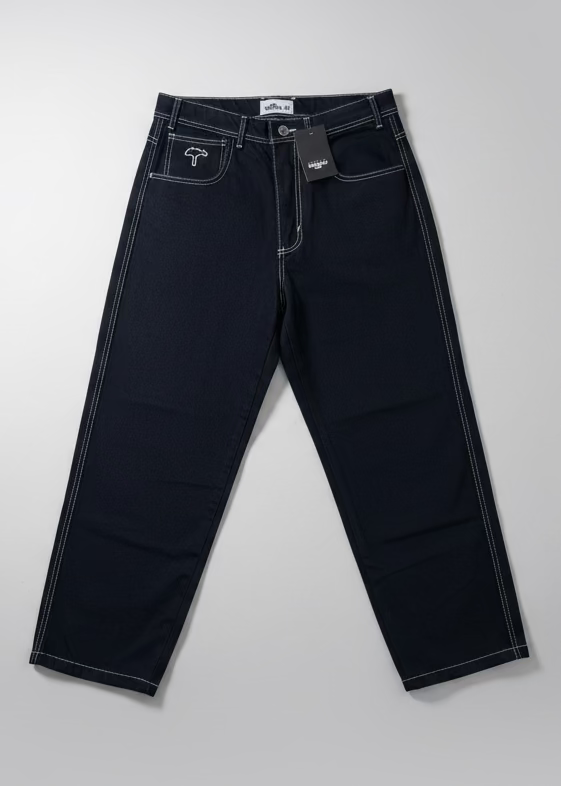 Pantalon Regular Negro Contrast - Oldtree