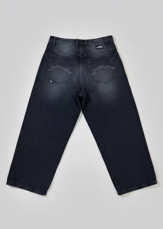 Pantalon Extra Baggy Negro Desgaste - Oldtree