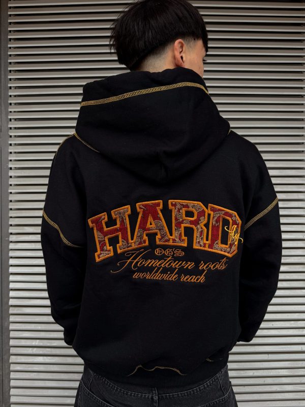 Poleron Boxy Hardfly Costura amarilla