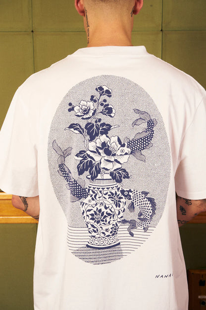 Polera Vase Of Koi White Nanai - Oversized